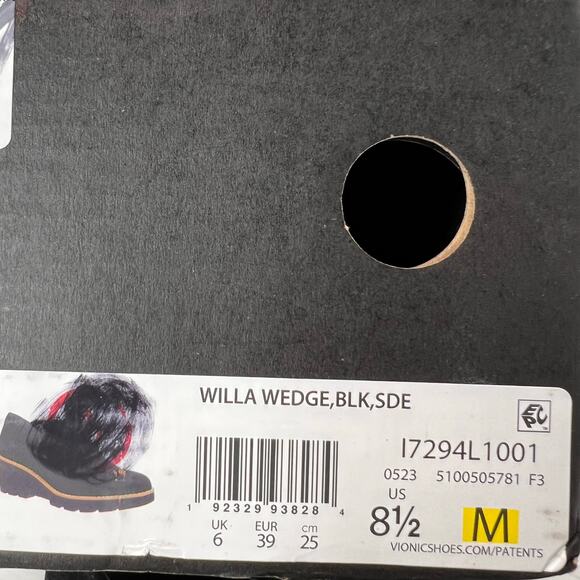 Vionic Willa Wedge Loafers Suede Slip On Black Women's 8.5 NWD Water Repellent - Picture 12 of 12